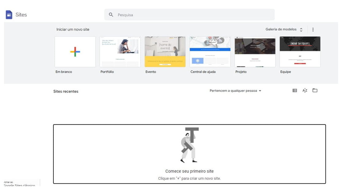 criar site no Google